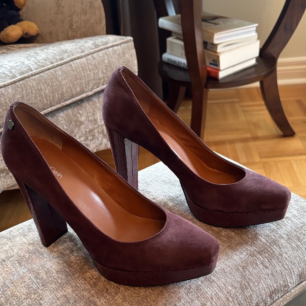 Calvin Klein Deep Purple Suede Heels